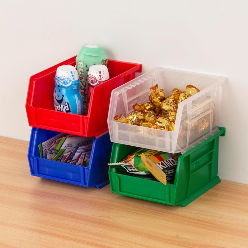 AkroMils 30210 AkroBins Plastic Storage Bins, Space-Saving Stackable Bins for Garage, Pantry, Craft Organization, 5-" x 4-" x 3-", Red, 24-Pack - Image 2